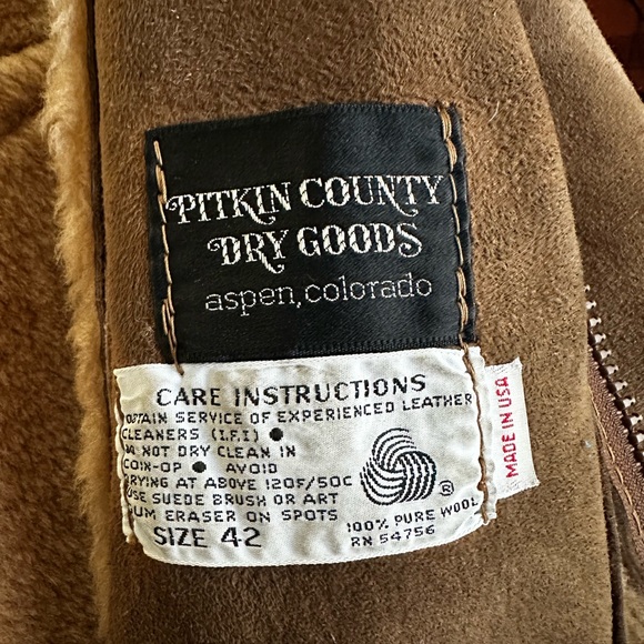 Pitkin County Dry Goods Suede Jacket Camel Brown Shearling Pockets Vintage 42 - Picture 3 of 12